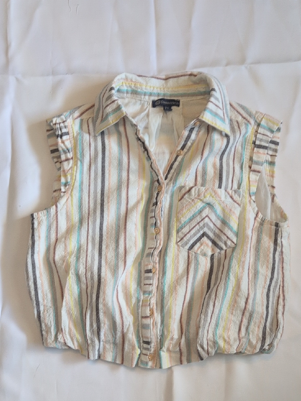 Democracy Sleeveless Button Up Top